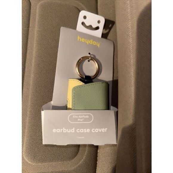 Heyday Apple AirPods Pro Leather Case with Clip - Green/Yellow/Blue - Picture 1 of 2